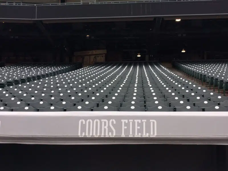 Seats inside Coors Field in Denver, Colorado