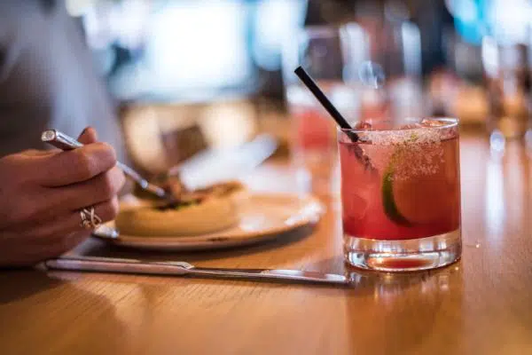 Desert pear margarita and Navajo taco at Kachina in Denver Colorado