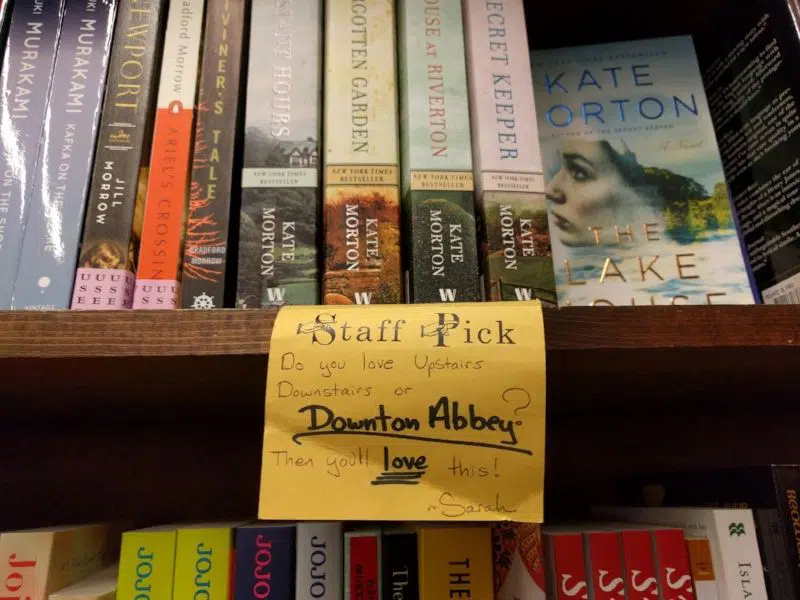 Books on shelf at Tattered Cover in Denver, Colorado