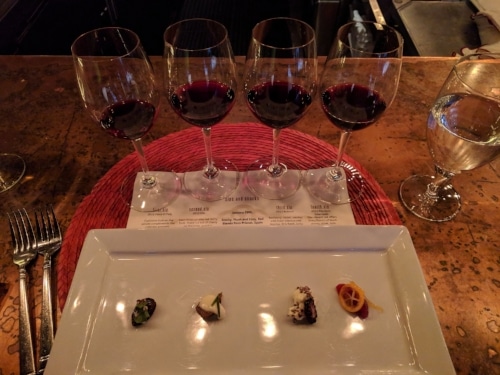 Wine flight and pairing bites at Rioja Denver