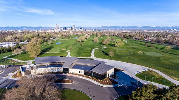 An aerial view of City Park Golf Course, one of the best team building activities in Denver, Colorado