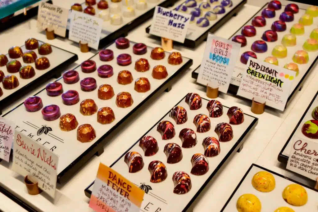 A selection of bonbon flavors from Temper Chocolates