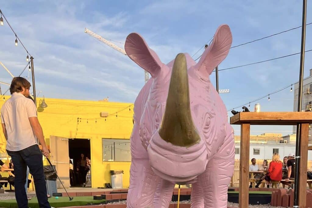 The putt-putt course at RiNo Country Club, a new dive bar in Denver