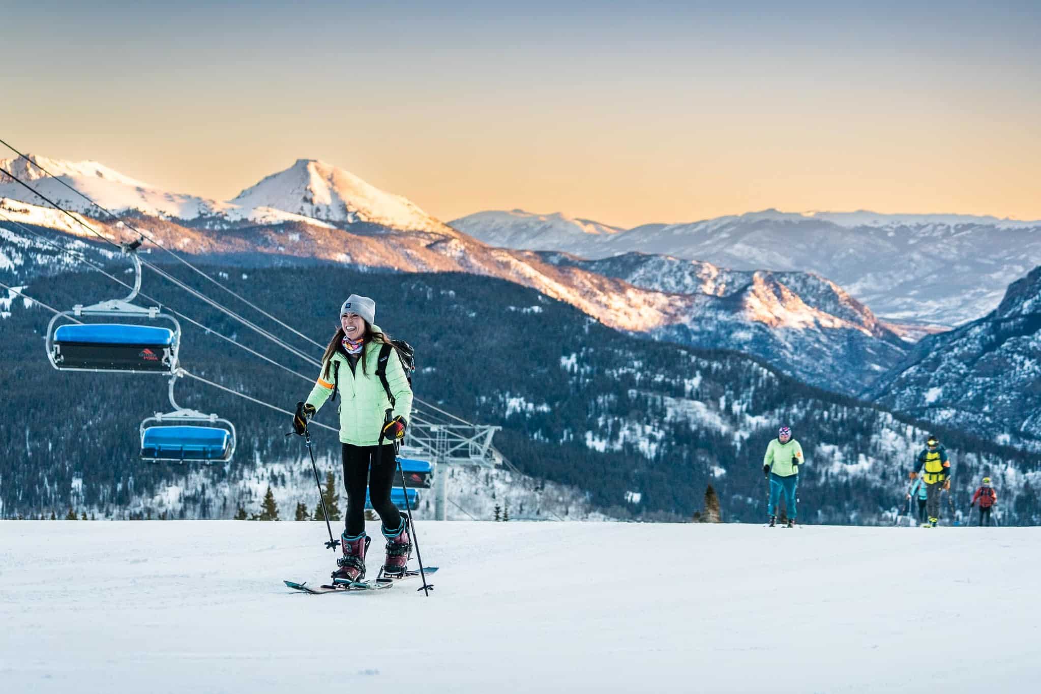 A woman skiing at Copper Mountain