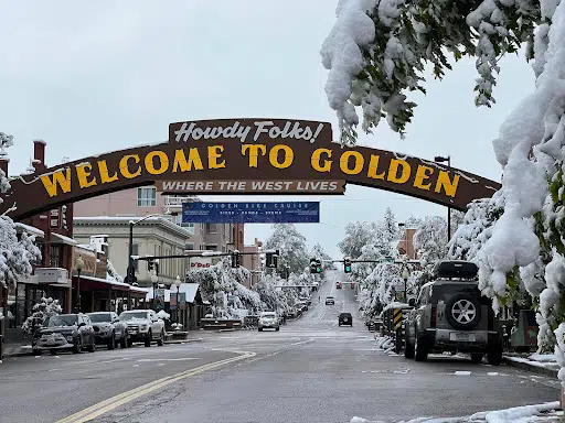 The entry sign in Golden, Colorado