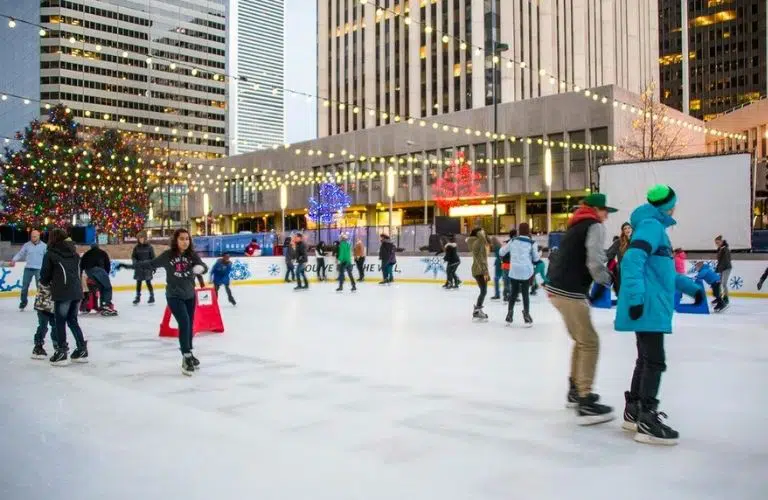 Ice skaters at the Downtown Denver Rink