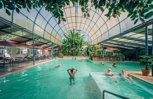 The glass-domed pool at Indian Hot Springs in Idaho Springs