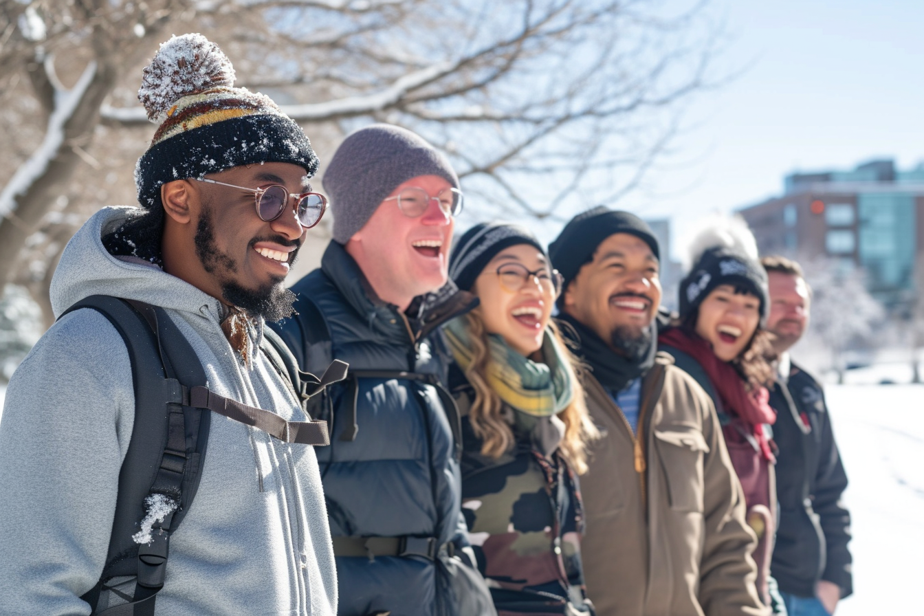 Food Tour Group Outside Winter