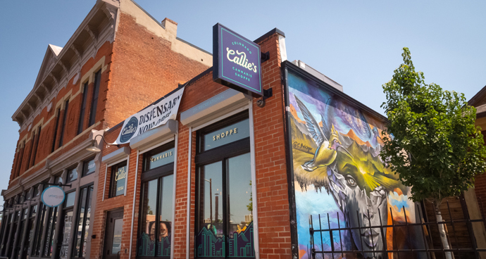 The exterior of Callie's Cannabis Shoppe, one of several dispensaries in RiNo