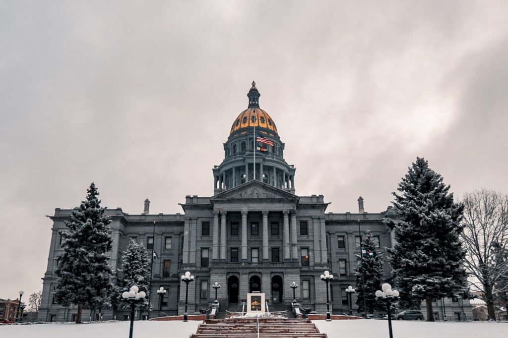 The exterior of the Colorado State Capitol building