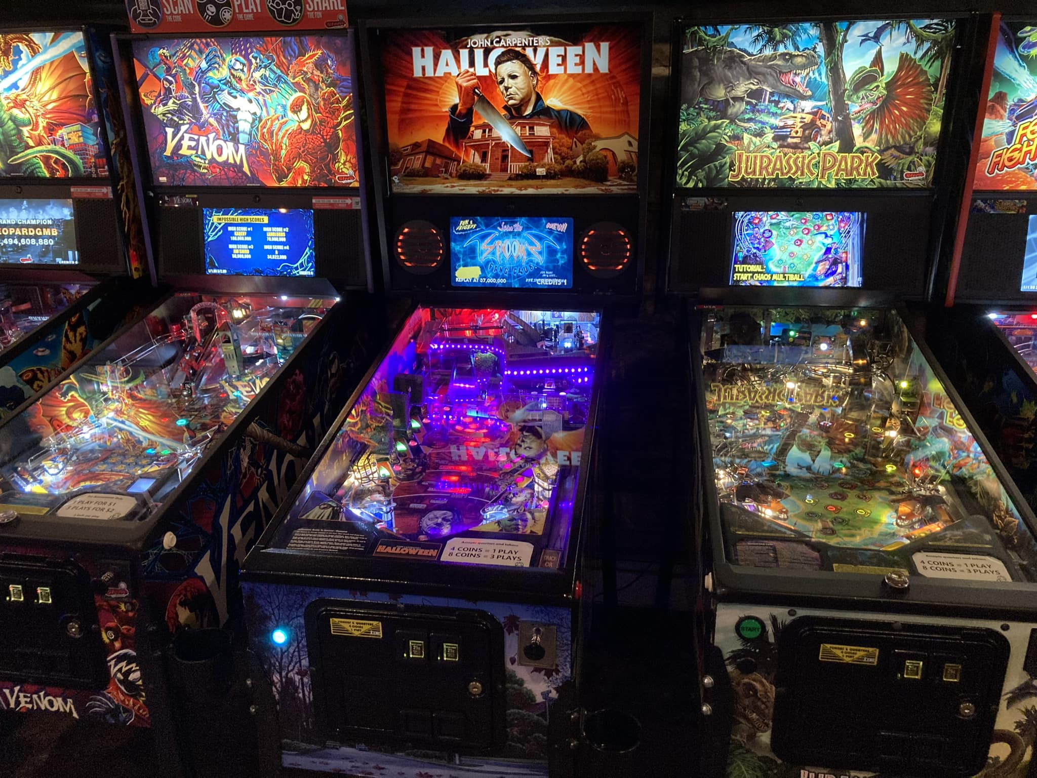 Pinball games inside 1up Arcade Bar, one of the best things to do around Coors Field