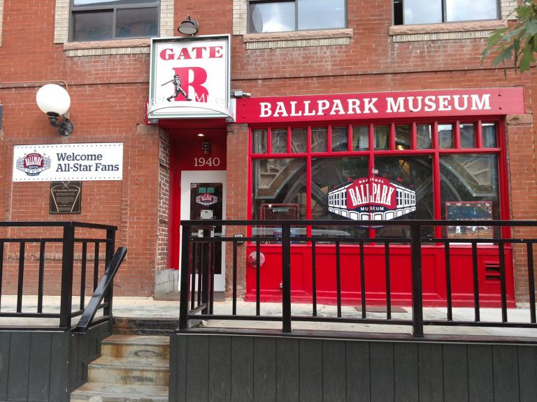 The brick exterior of the National Ballpark Museum