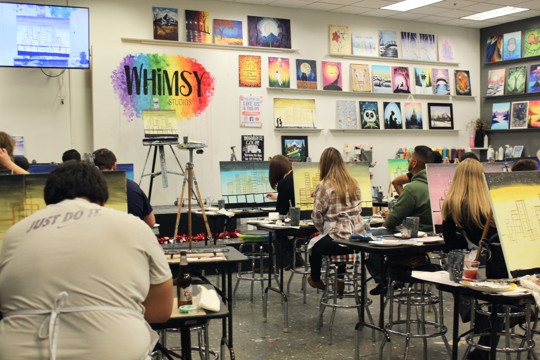 A group painting at Whimsy Studios