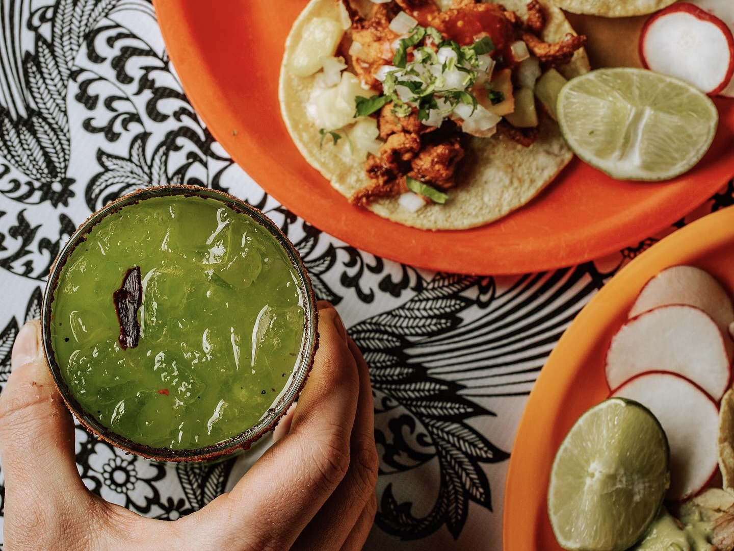 Tacos and a mezcal cocktail from La Diabla