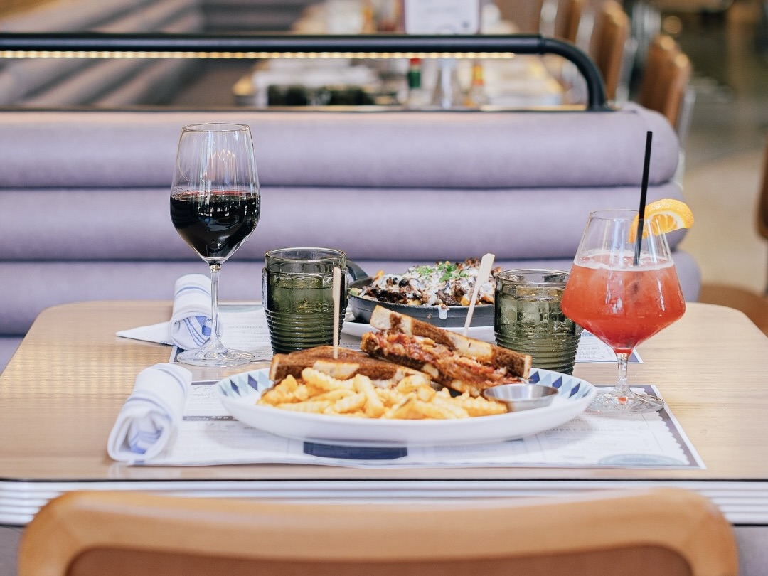 Brunch plates and cocktails at The Original