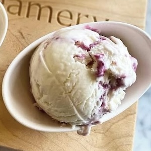 Basil with blackberry swirl ice cream from High Point creamery dessert on RiNo Food Tour