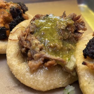 Pork carnitas fry bread taco on downtown denver food tour