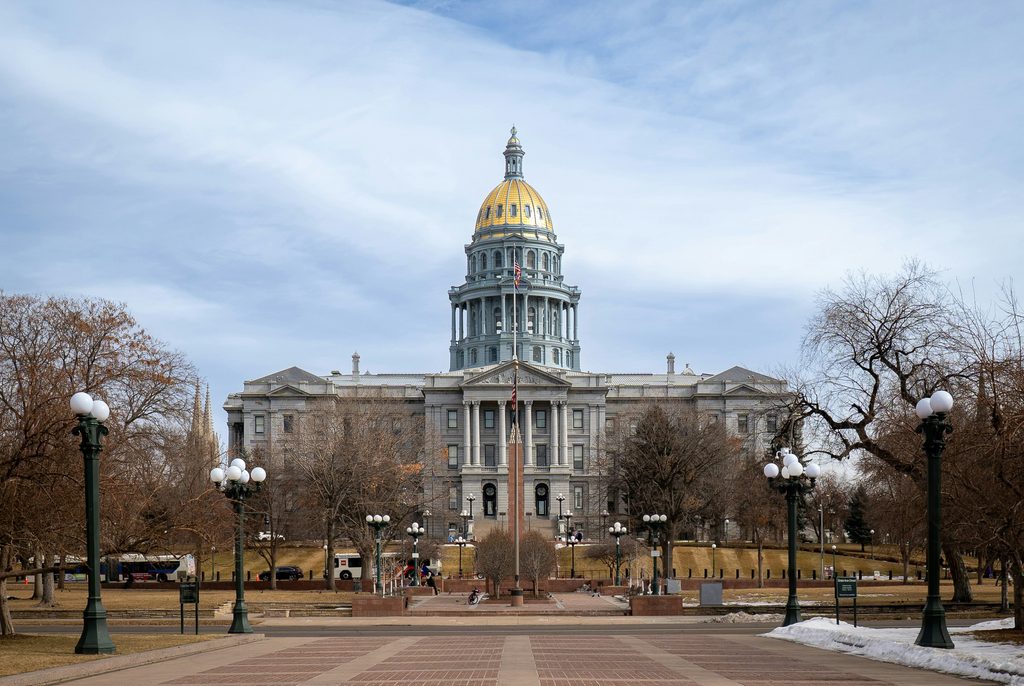 A winter afternoon outside the Colorado State Capitol