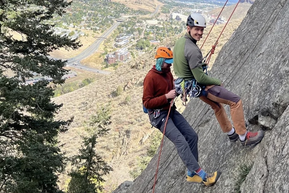 Two people on a guided climbing experience with Golden Mountain Guides