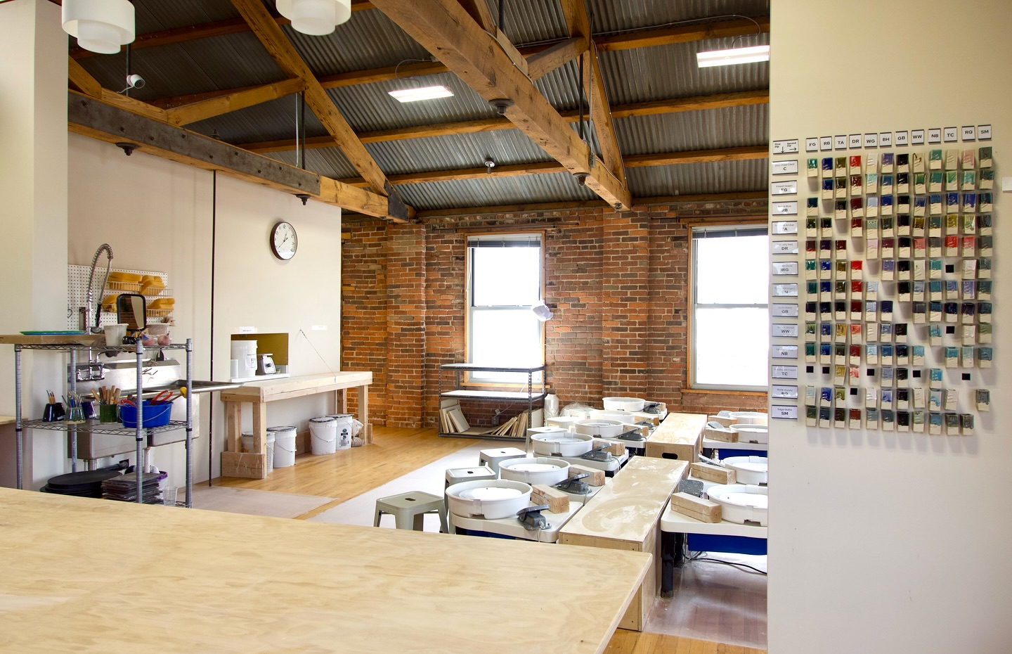 The inside of the Community Clay pottery studio