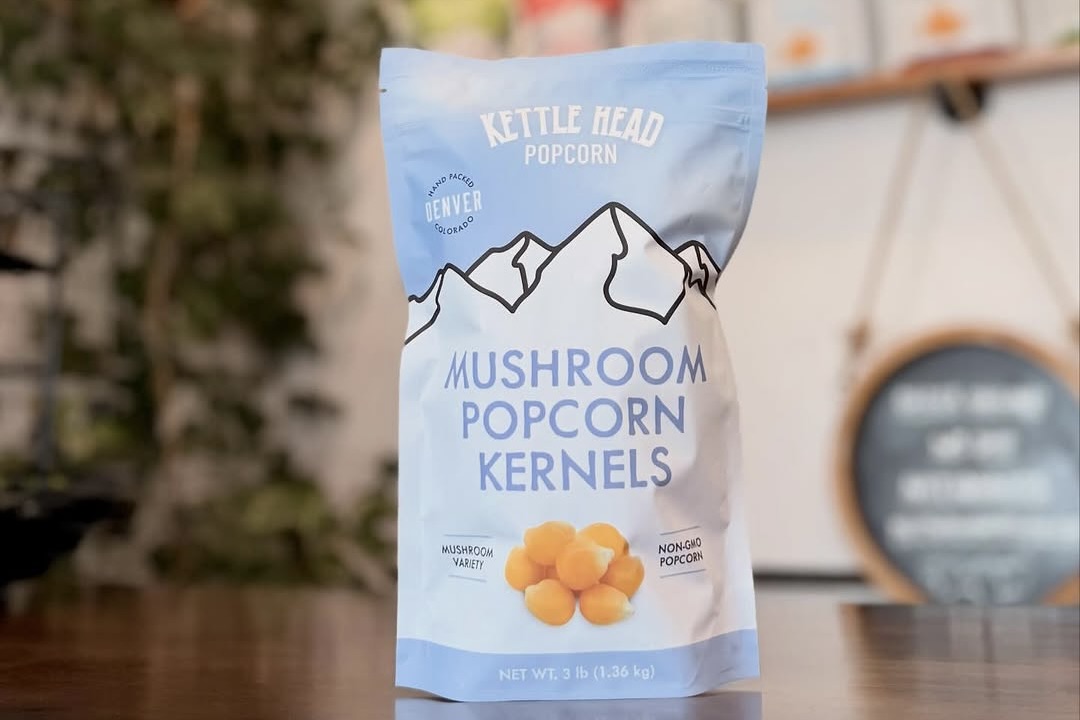 A bag of mushroom-seasoned popcorn from Kettle Head