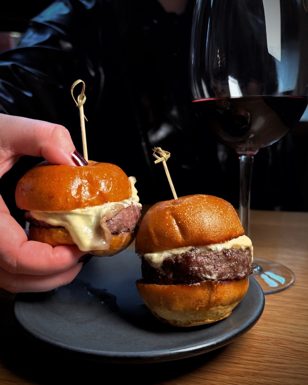 Urban farmer sliders on a plate on downtown dinner tour