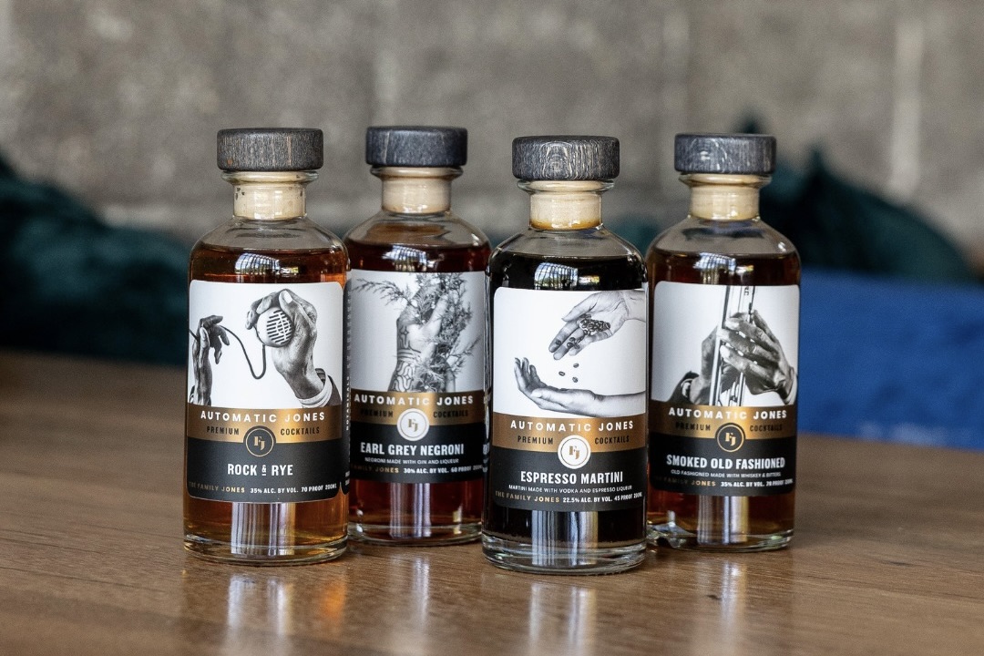 Four ready-to-drink bottled cocktails from The Family Jones